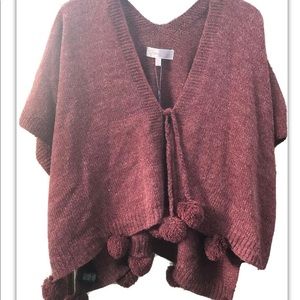 Pretty Angel Shrug Cardigan Sweater Cape Burgundy One Size